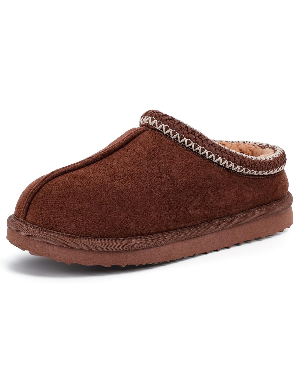 Women's Brown Closed Toe Non Slip Classic Fuzzy Mule Clogs Ankle Slipper
